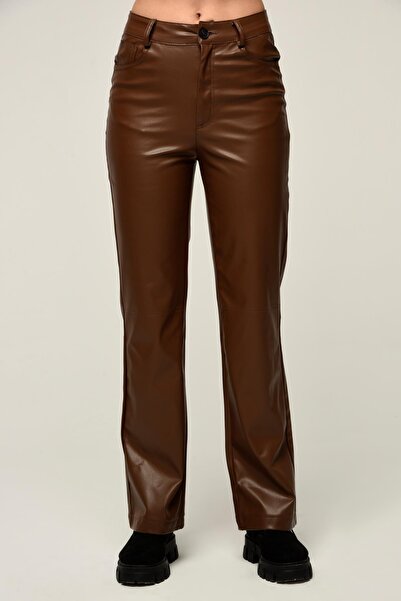 Neslice in İstanbul Kadın Yüksel Bel Suni Deri Pantolon