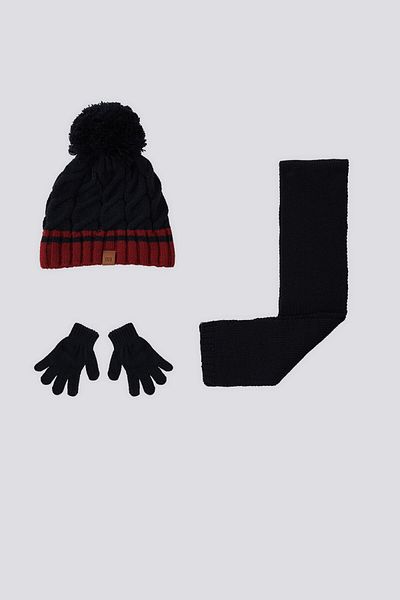 U.S. Polo Assn. U.S. Polo Assn Baby Boy Navy Blue Scarf-Beanie-Glove Set