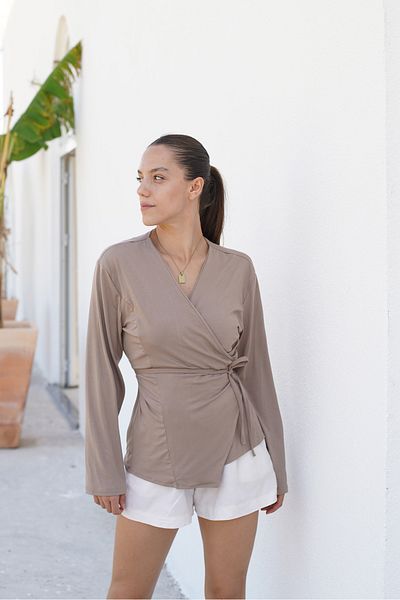 Catz Clothes Дамска риза + риза от норка с двойни закопчавания и връзки