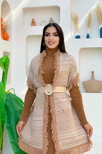 Bym Fashion 22233 Tricotaje Şal Maronie