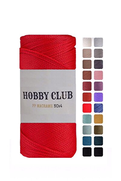 hobby club 5 Adet Premium 200 gr Polyester Makrome Ipi Kırmızı 2 Mm - 230 M Supla Ip Ve Çanta Ipliği
