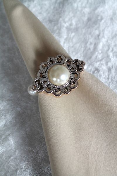 Emtory Home Δαχτυλίδι χαρτοπετσέτας 6 τεμαχίων Gold Ethnic Pearl