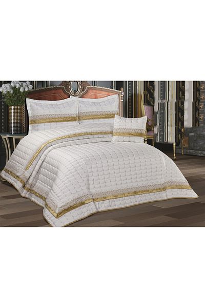 Haspen Damla Luxury Laced Quilted 4 Piece Dowry & Daily Bedspread