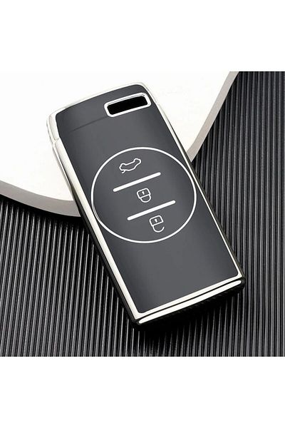 Alazpay Chery Tiggo 7 Key Case (Black-Silver Color)