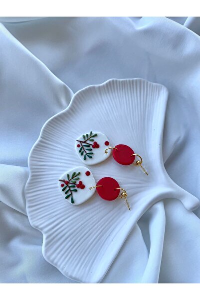 TREND Miyamila Koleksiyonu Özel Tasarım Polimer Kırmızı Küpe