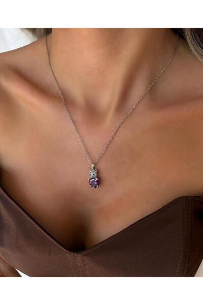 Buqete قلادة من الفولاذ بشكل الدب وحجر الزركون