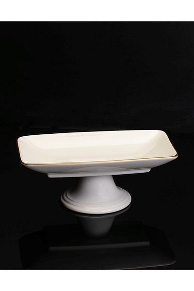 GÖNÜL Porcelain White Chocolate Plate Ceramic White Gold G2802