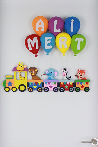 Renkli Hayallerim Ali Mert isimli Trenli Bebek ve Hastane Odası Kapı Süsü
