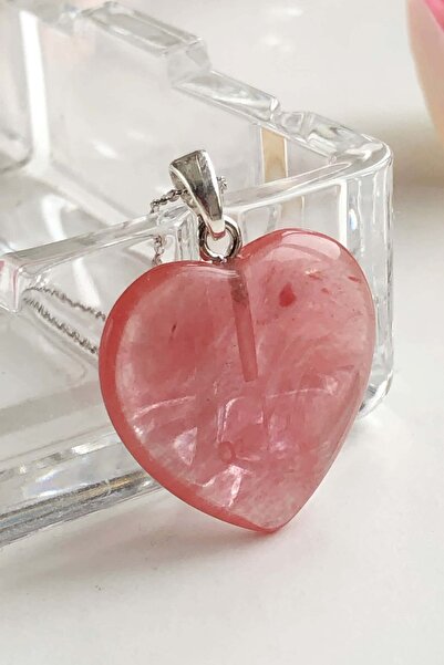 Mıçı روز كوارتز الحجر الطبيعي قلادة القلب قلادة المرأة