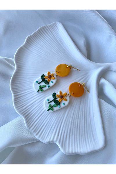 TREND Miyamila Collection Special Design Sunflower Polymer Earrings