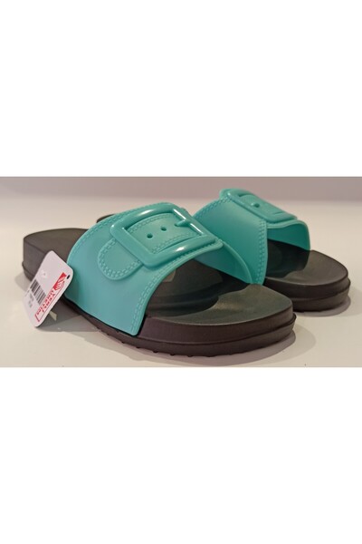 GEZER Turkuaz Anatomik Taban Yumuşak Plastik Ekstra Hafif Kadın Havuz Deniz Plaj Ev Ve Sokak Terliği Eva