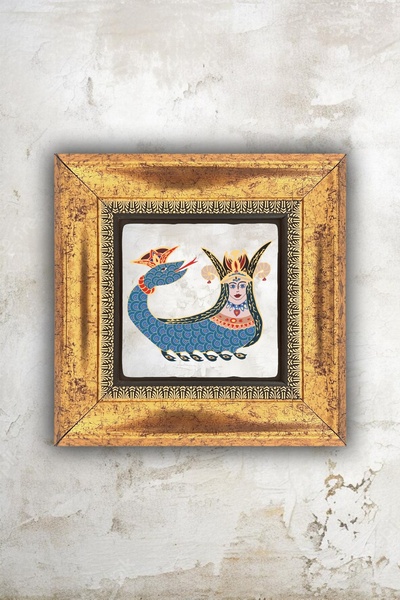 beedene Şahmaran Çerçeveli Tablo Doğal Taş Duvar Dekoru Şahmeran 20x20cm Wall...