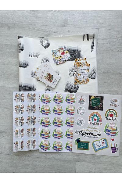 eylülün etiket fabrikası Teacher's Day Gift Packaging Set - Pelur Paper, Label and Card Set