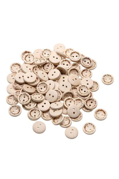 Ritzz Hand Made With Love Written Wooden Button (25 Pieces)