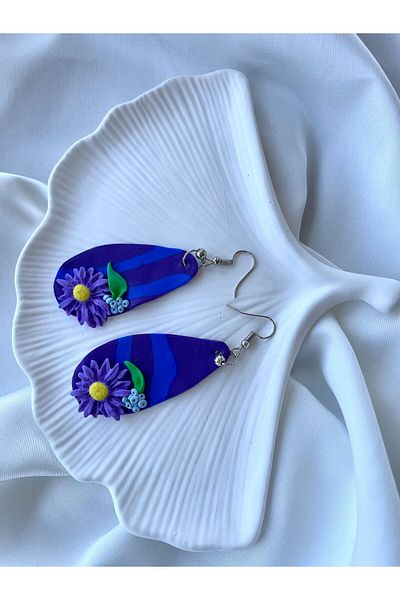 TREND Miyamila Collection Purple Zebra Pattern Polymer Dangle Earrings