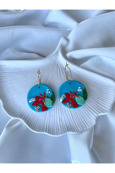 TREND Miyamila Collection Ocean Themed Polymer Hoop Earrings