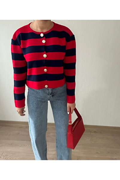 sienna STRIPED SHORT CARDIGAN