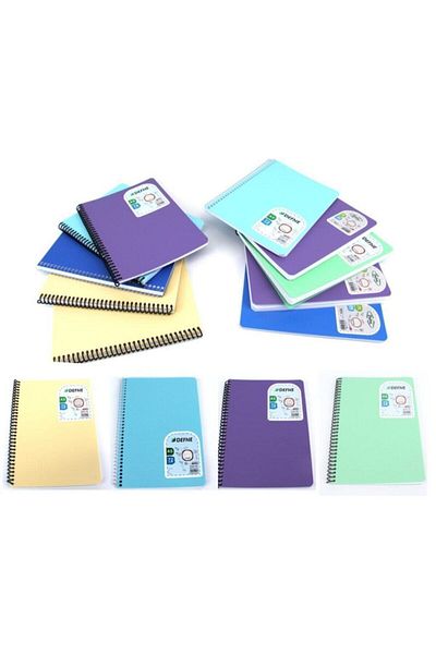 Defne A-5 Spiral Plastic Cover Notebook Small 72 Sheets Checkered