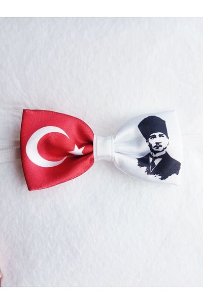 GallanD Ataturk Turkish Flag Satin Special Day Ceremony Girls Boys Unisex Children Adjustable Elastic Eid Suitable Bow Tie