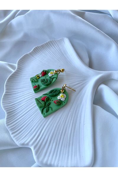 TREND Miyamila Collection Strawberry Field Model Dangle Polymer Earrings
