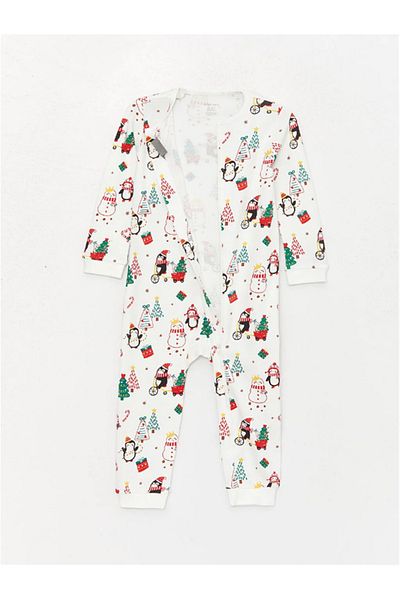 LC Waikiki LCW baby Crew Neck Long Sleeve Patterned Baby Girl Jumpsuit