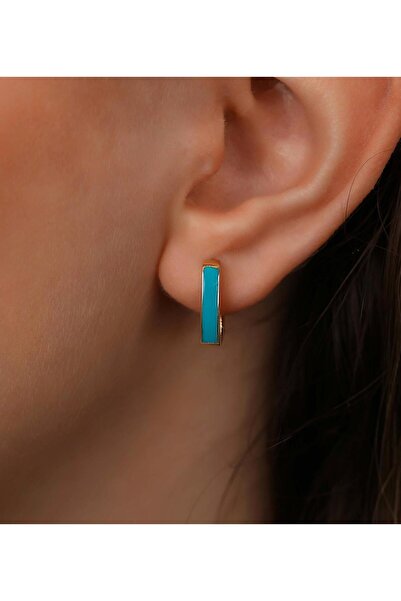 Elis Kuyumculuk Mavi Mineli Kare Küpe