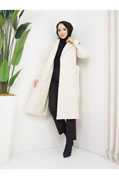 KMKkombin KMKKOMBİN ΓΥΝΑΙΚΕΙΟ ΠΑΛΤΟ ΜΑΝΙΚΙ ΖΩΝΗΣ ΧΩΡΙΣ ΚΟΥΜΠΙ