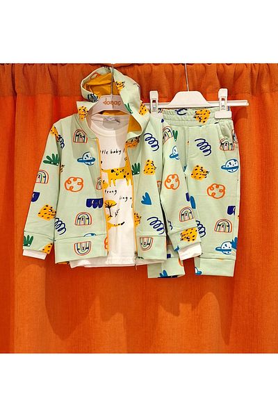 Macawi Colorful Printed 3-Piece Tracksuit Set