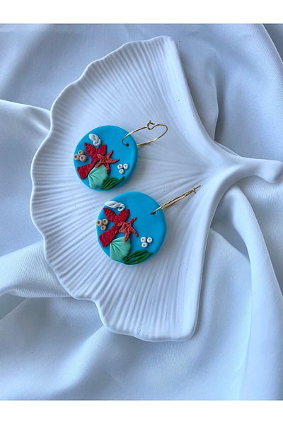 TREND Miyamila Collection Ocean Themed Polymer Hoop Earrings