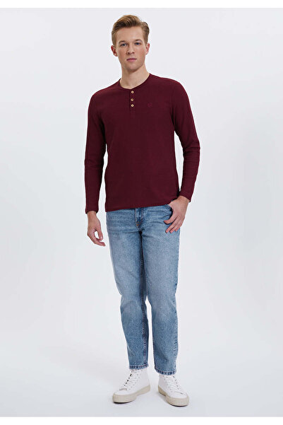 WESTMARK LONDON Ανδρικό μπλουζάκι με μακρυμάνικο κορδόνι από βαμβακερό κόκκινο χρώμα Regular Fit Essentials