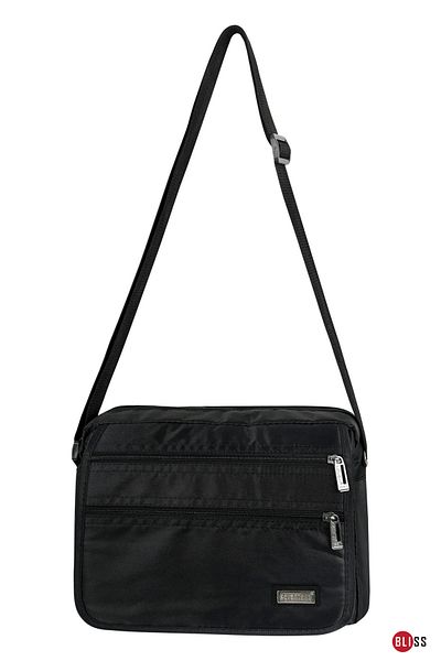 Bliss Multi-Compartment Waterproof Unisex Horizontal Black Bag with Hand and Shoulder Strap