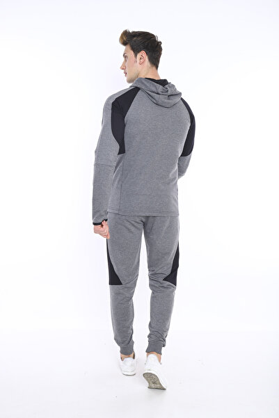 NEED LİFE Erkek Antrasit Günlük Kapüşonlu Sweat Eşofman Takımı