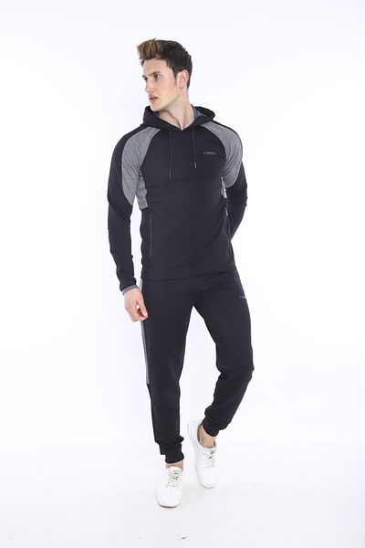 NEED LİFE Men's Black Casual Hooded Sweat Tracksuit Set