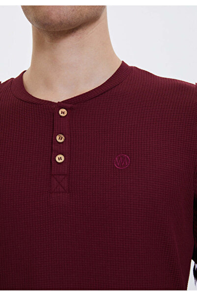 WESTMARK LONDON Ανδρικό μπλουζάκι με μακρυμάνικο κορδόνι από βαμβακερό κόκκινο χρώμα Regular Fit Essentials