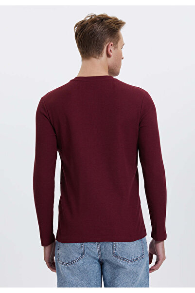 WESTMARK LONDON Ανδρικό μπλουζάκι με μακρυμάνικο κορδόνι από βαμβακερό κόκκινο χρώμα Regular Fit Essentials