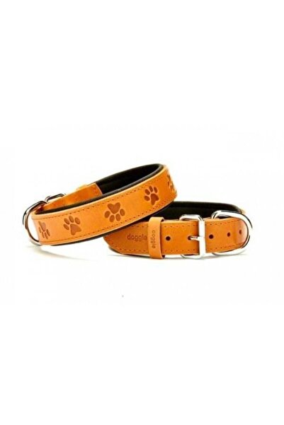 Doggie Comfort Deri Pati Desenli Köpek Boyun Tasması Medium Camel 3x42-50 Cm