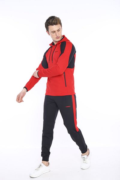 NEED LİFE Men's Red Daily Hooded Sweat Tracksuit Set