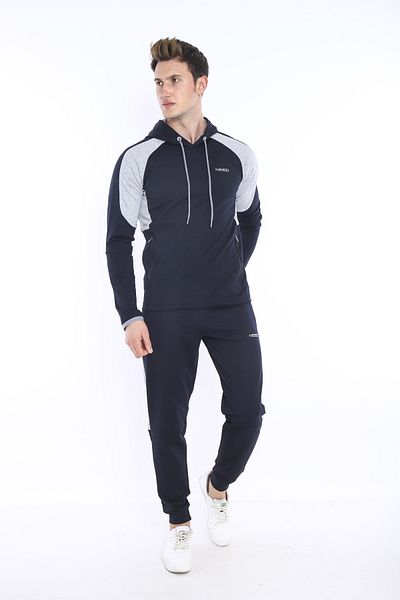 NEED LİFE Men's Navy Blue Daily Hooded Sweat Tracksuit Set