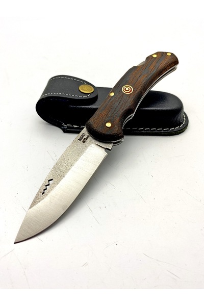 göcen El yapımı Kök Ceviz Kabzeli N690 Çelikten Kilitli Av ve Kamp Çakısı