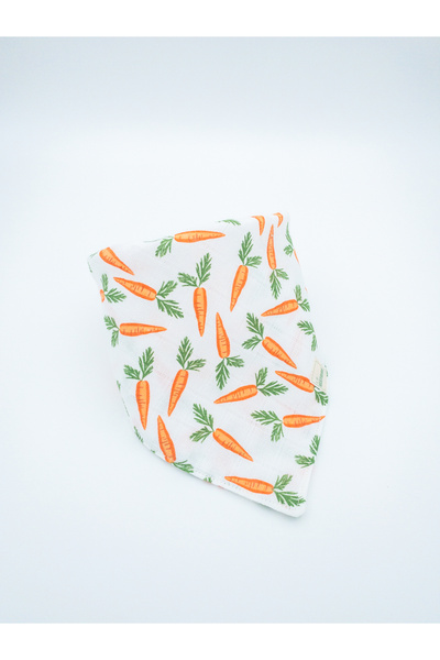 Le Petite Histoire Double Layer 100% Cotton Carrot Muslin Baby Drool Bib-Scarf