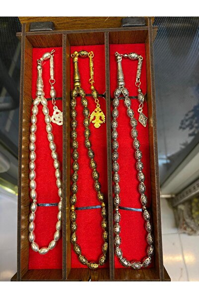 izmirpazarı Set de 3 mătănii din metal placat cu argint