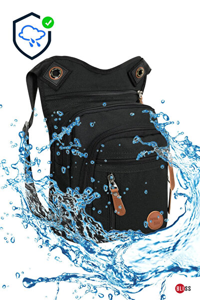 Bliss Unisex Multi-Compartment Waterproof Black Waist&Leg&Shoulder Bag & Biker Bag