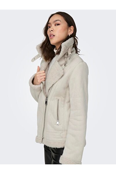 ONLY Γυναικείο σουέτ παλτό Jacket Collar Stone 15304775