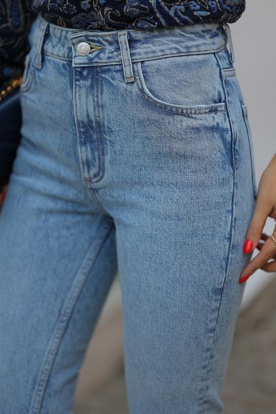 ByCukurovaFrango Neva Blue - Blugi de damă Colorfast Booming Boyfriend Jean