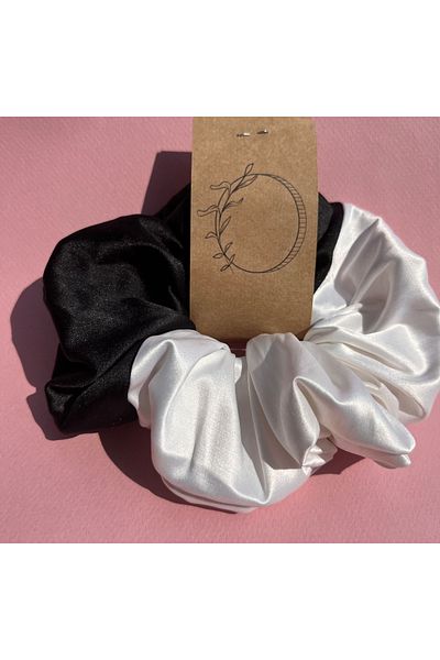 Donna Liberta Cataramă din satin, pufos de lux mărime mare, alb și negru, două culori, personalizat, bestseller, alb și negru