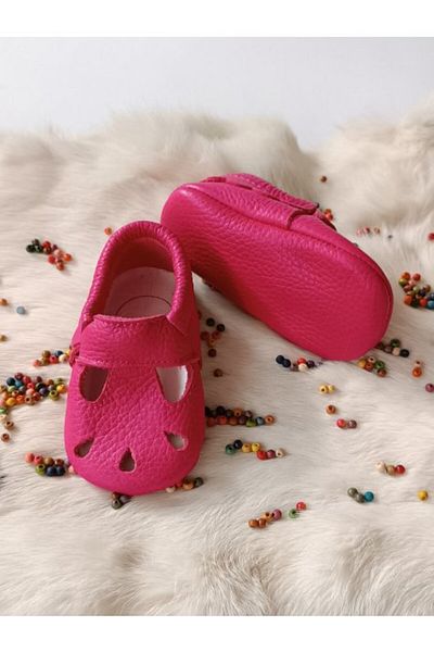 Hodore Wizy Fuchsia Genuine Leather Baby Booties Moccasin