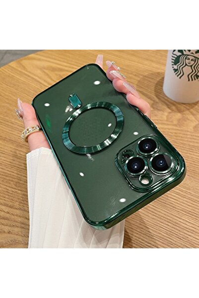 UnDePlus iPhone 15 Pro Max Uyumlu  Kılıf Magsafe Kamera Lensli Korumalı Şeffa...