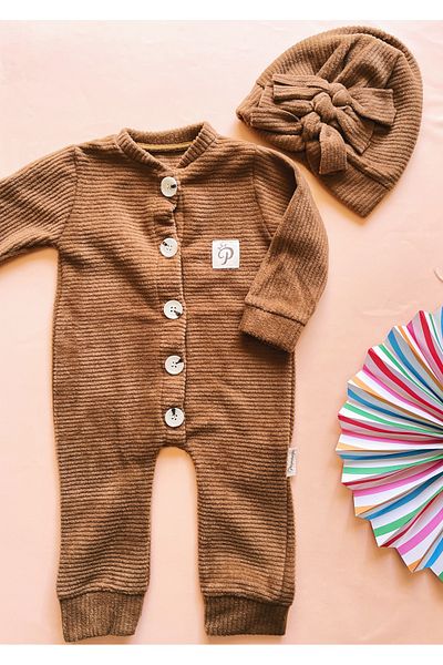 The Cloudish Shop baby girl fleece jumpsuit cap set