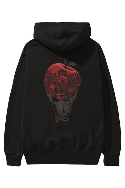 Ankhises DEATH NOTE -RYUK Hanorac negru supradimensionat cu glugă, cu imprimeu pe spate, bărbați, femei
