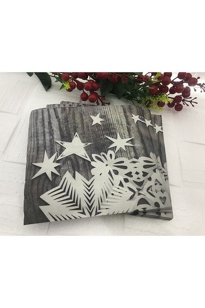 Deniz Party Store Star Detailed Paper Christmas Napkin 20 Pieces